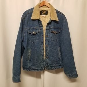 Vintage 70s Saddle King Sherpa Lined Denim Trucker Jacket 46 Regular Men's Md/Lg